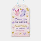 VLINDER KUSSEN 1E VERJAARDAG DANK U CADEAULABEL (Voorkant)