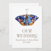 Vlinder, Landelijke Canvas Trouw Uitnodiging (Voorkant / Achterkant)