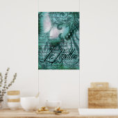 Vlinder- Le Papillon | blauwgroen Poster (Keuken)