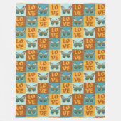 Vlinder liefde patroon | Blauw & Oranje helling Fleece Deken (Voorkant)
