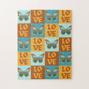 Vlinder liefde patroon   Blauw & Oranje helling Legpuzzel
