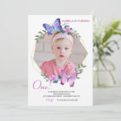 Vlinder Lijst Foto Verjaardag Kaart (Staand voorkant)