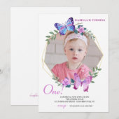 Vlinder Lijst Foto Verjaardag Kaart (Voorkant / Achterkant)