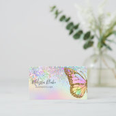 vlinder logo faux pastel glitter visitekaartje (Staand voorkant)