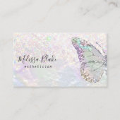 vlinder logo faux pastel glitter visitekaartje (Voorkant)