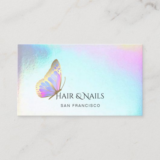 Vlinder logo haar en nagels visitekaartje (Voorkant)