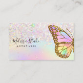 Vlinder logo op faux pastel glitter ontwerp visitekaartje (Voorkant)