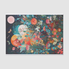 Vlinder maan grillige bloem schilderij Decoupage Tissuepapier