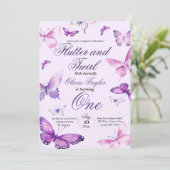 Vlinder Meisjes 1e Verjaardag  Kaart (Staand voorkant)