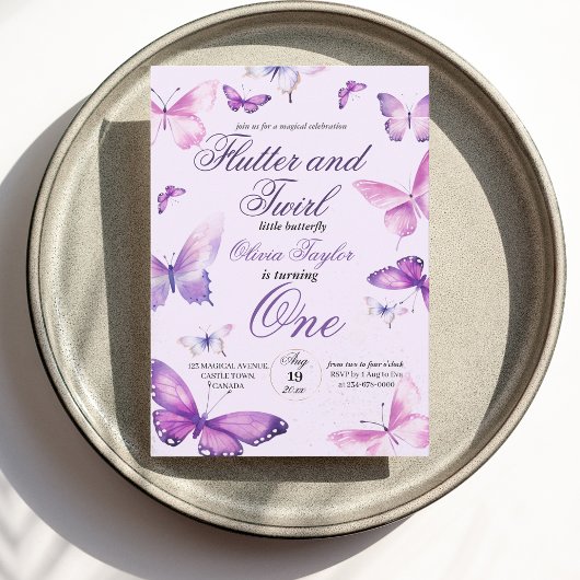 Vlinder Meisjes 1e Verjaardag  Kaart