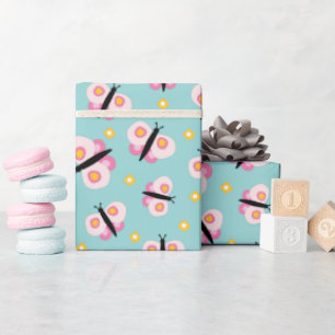 Vlinder meisjes verjaardag cadeaupapier