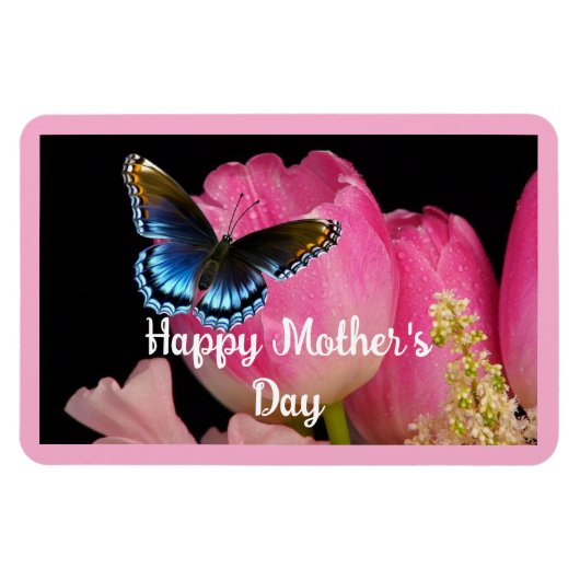 Vlinder met bloemen Fotomagneet Magneet (Horizontaal)