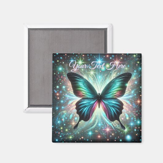 Vlinder met galactische gloed en sprankelende ster magneet (Voorkant / Achterkant)
