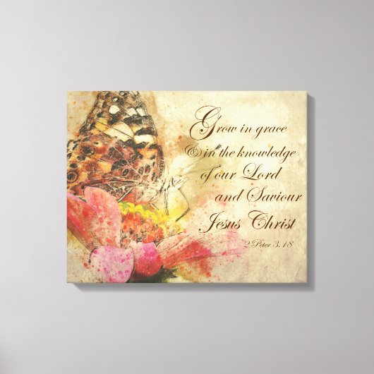  vlinder met groei in Grace Bible Verse Canvas Afdruk (Voorkant)