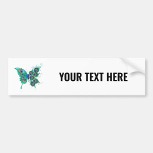 Vlinder met groene pauwenveren bumpersticker