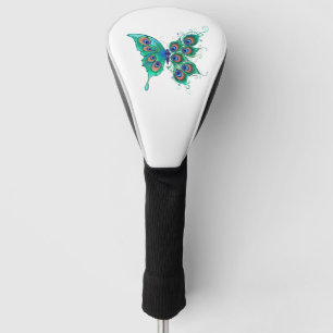 Vlinder met groene pauwenveren golfheadcover