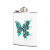 Vlinder met groene pauwenveren heupfles (Links)