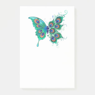 Vlinder met groene pauwenveren post-it® notes