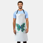 Vlinder met groene pauwenveren schort (Gedragen)