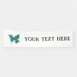 Vlinder met groene pauwenveren spandoek