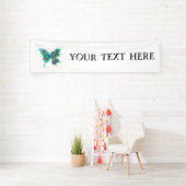 Vlinder met groene pauwenveren spandoek (Insitu)