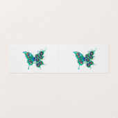 Vlinder met groene pauwenveren visitekaartjes (Buitenkant ongevouwen)
