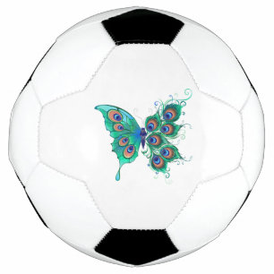 Vlinder met groene pauwenveren voetbal