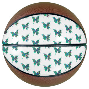 Vlinder met groene pauwveren basketbal
