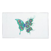 Vlinder met groene pauwveren kussensloop (Achterkant)