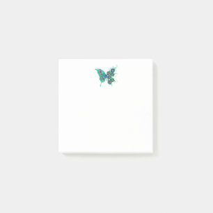 Vlinder met groene pauwveren post-it® notes