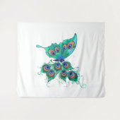 Vlinder met groene pauwveren wandkleed (Voorkant (horizontaal))