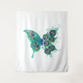 Vlinder met groene pauwveren wandkleed (Voorkant)