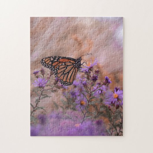 vlinder met lavender Flowers Legpuzzel (Verticaal)