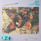 Vlinder met oranje bloemetjes tissuepapier (Craft)