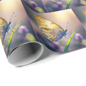 Vlinder met paarse bloemen cadeaupapier (Rol Hoek)