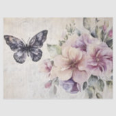 vlinder met paarse bloemen Decoupage Tissuepapier (Voorkant)