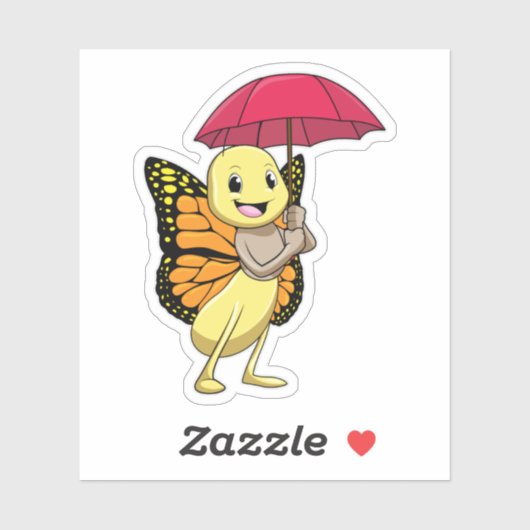 Vlinder met Paraplu Sticker (Vel)