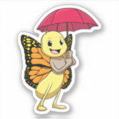 Vlinder met Paraplu Sticker (Voorkant)