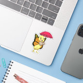 Vlinder met Paraplu Sticker (Laptop met iPhone)