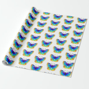 Vlinder met pauwenogen in de kleuren van de regenb cadeaupapier