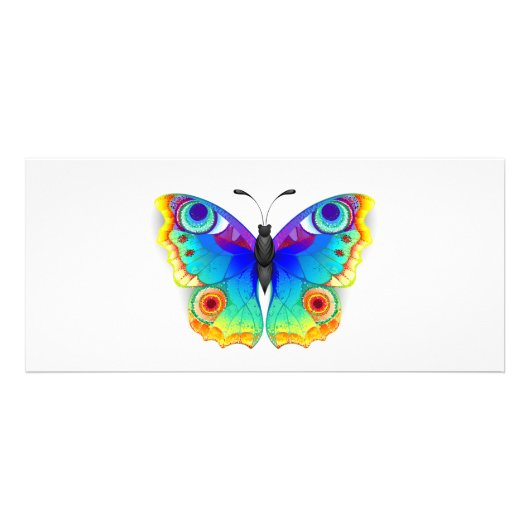 Vlinder met pauwenogen in de kleuren van de regenb reclamekaart (Voorkant)