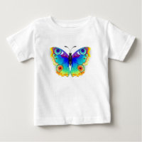 Vlinder met pauwenogen in regenboogkleuren