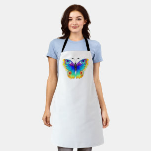Vlinder met pauwenogen in regenboogkleuren schort