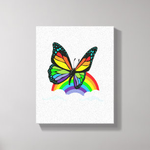 Vlinder met Regenboog Canvas Afdruk