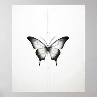 Vlinder minimalistische lijnkunst poster