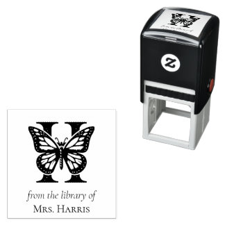 Vlinder Monogram Letter H Uit de Bibliotheek Van Zelfinktende Stempel