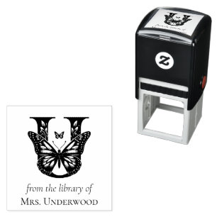 Vlinder Monogram Letter U Uit de Bibliotheek Van Zelfinktende Stempel