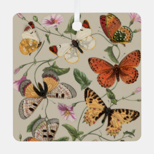 Vlinder Mot Natuur Collectie Tekening Metalen Ornament