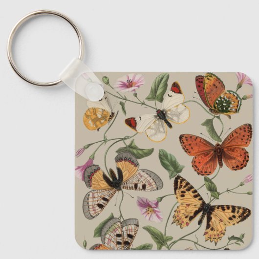 Vlinder Moth Natuur Collectie Tekening Sleutelhanger (Voorkant)