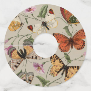 Vlinder Moth Natuur Collectie Tekening Wijnglaslabel